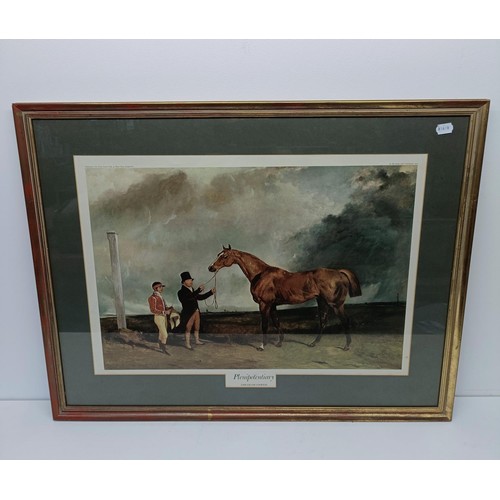 230 - A 19th Century style racing print, Creeper Beating Dragon, Vermin and Pipate, 52 cm x 68 cm and five... 