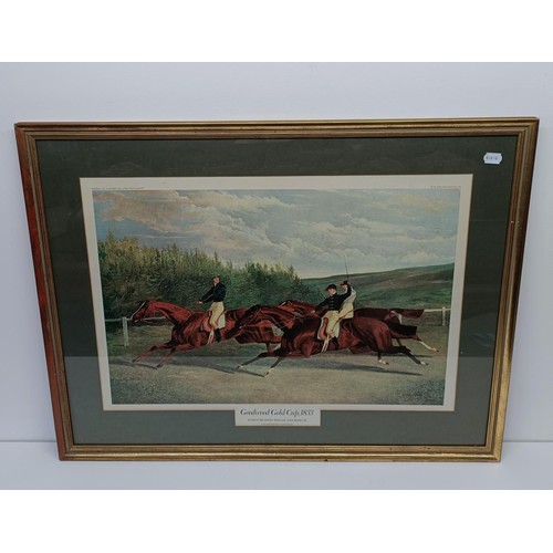 230 - A 19th Century style racing print, Creeper Beating Dragon, Vermin and Pipate, 52 cm x 68 cm and five... 