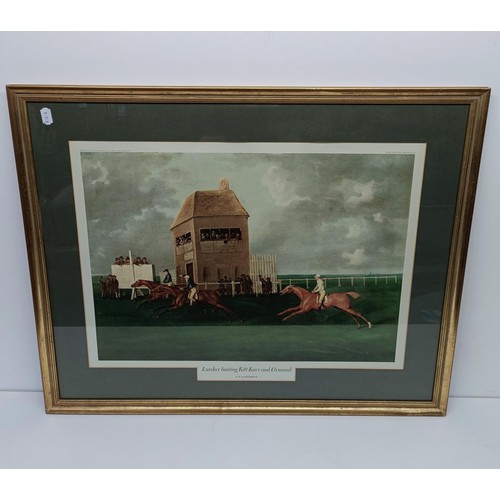 230 - A 19th Century style racing print, Creeper Beating Dragon, Vermin and Pipate, 52 cm x 68 cm and five... 