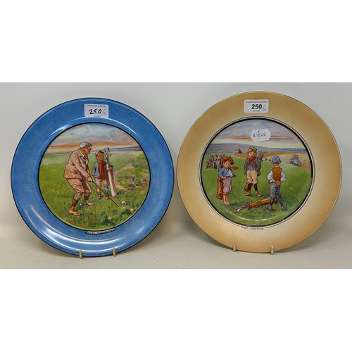 250 - A 1920s comical plate, Golf Critics, 26 cm diameter, and Them's Mushrooms, 26 cm diameter, by Grimwa... 