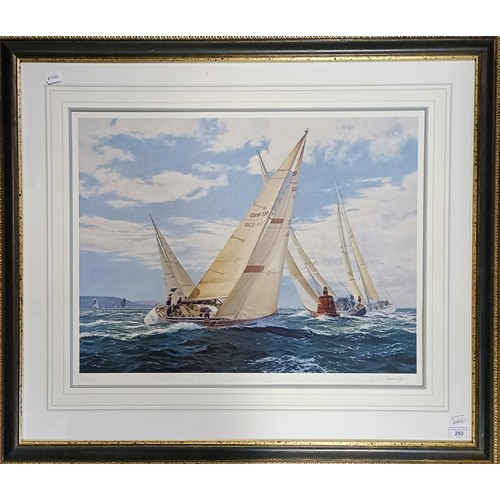 253 - J Stevens Dews, limited edition print of a boat race, 197/350, signed in pencil, 54 x 70 cm