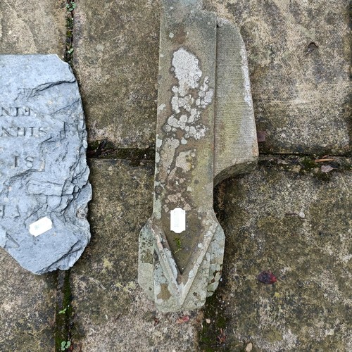 615 - Part of a carved stone cross, and two other pieces of architectural masonry (3)