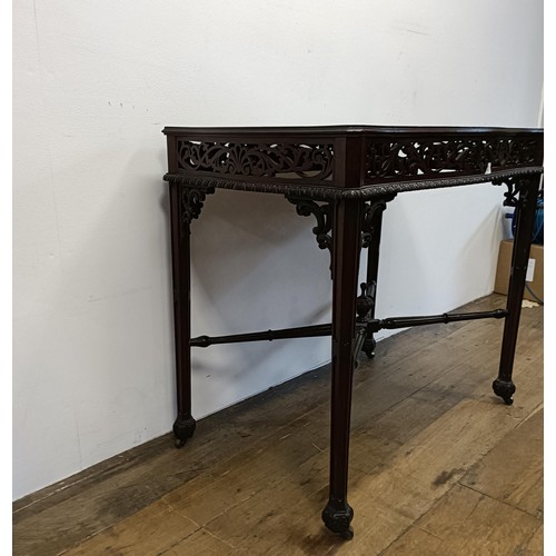 502 - A Chippendale style mahogany side table, 82 cm wide