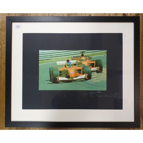 1101 - A Formula One Ferrari print, inscribed 'For Frank Mountain', 45 cm x 60 cm