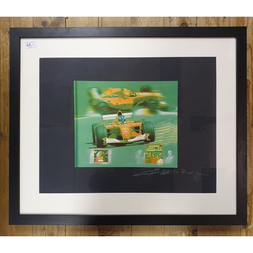 1100 - A Formula One Ferrari print, inscribed 'For Frank Mountain', 45 cm x 60 cm