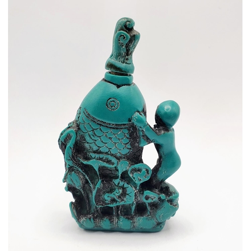 24 - A Chinese turquoise snuff bottle, 8 cm high 
Provenance: From a single owner collection of snuff bot... 