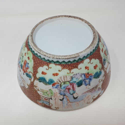 36 - A Chinese export ware bowl, decorated figures, 28 cm diameter 
Provenance:  From a Dorset collection