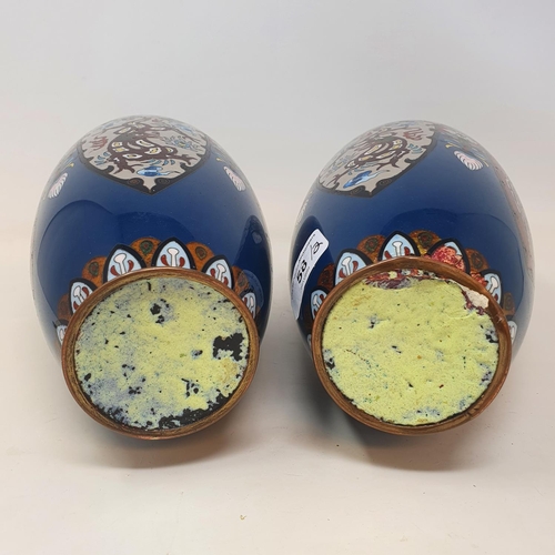 58 - A pair of cloisonné vases,  32 cm high (2)