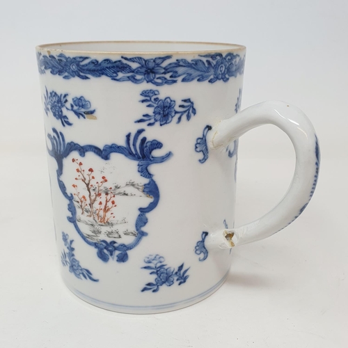 59 - A Chinese export ware mug, decorated figures, 12 cm high  
Provenance:  From a Dorset collection