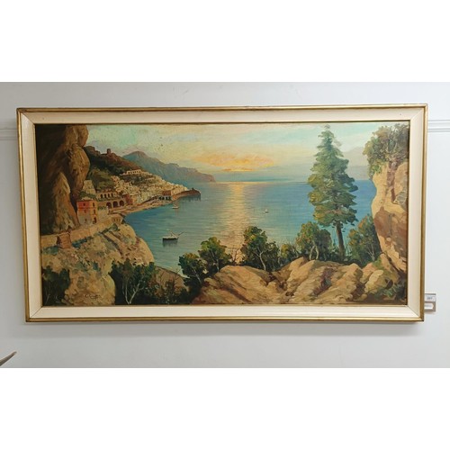 1124 - C Ciappa, Italian school, landscape, oil on canvas, signed, 59 x 120 cm, and another, 30 x 40 cm, an... 