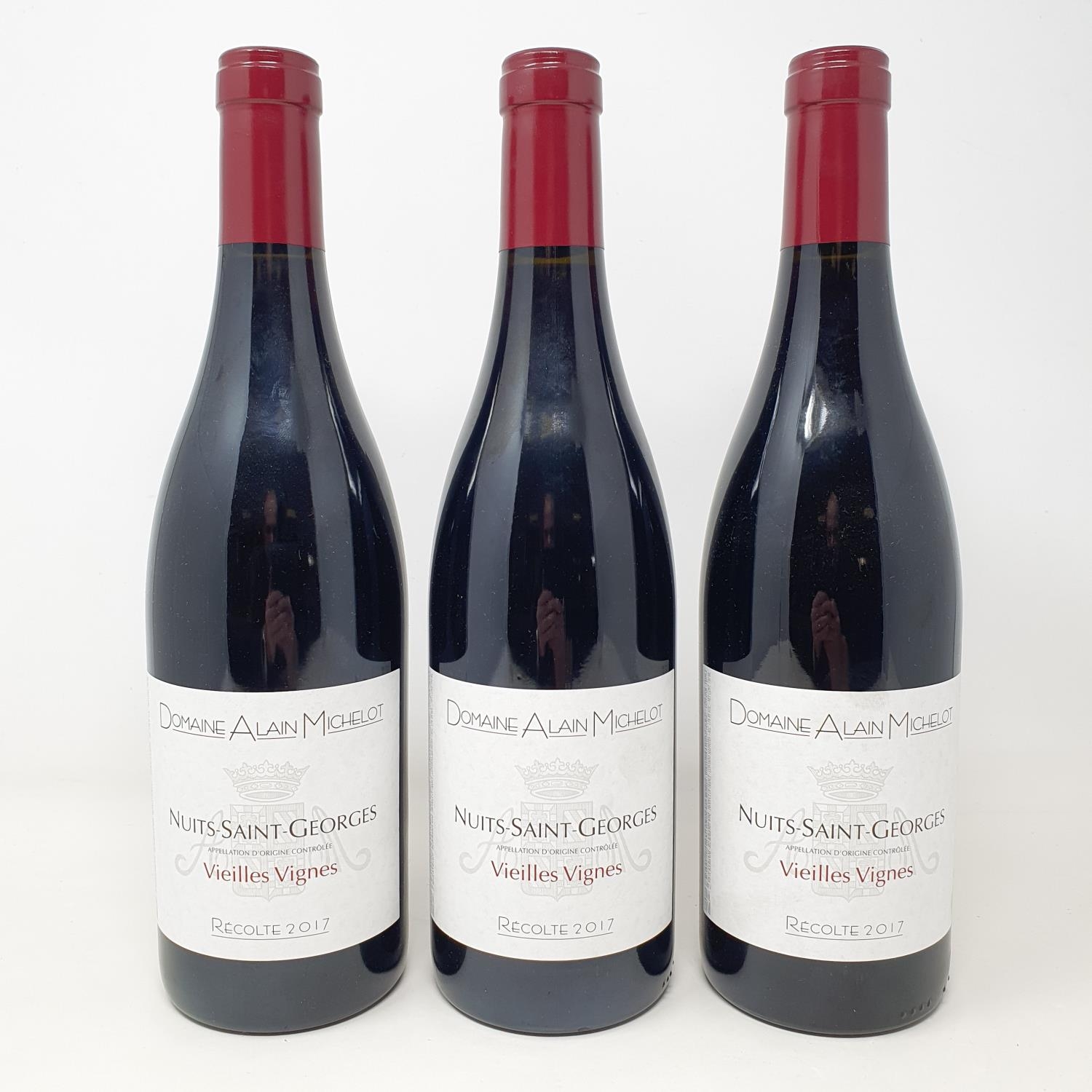 Three bottles of Domaine Alain Michelot Nuit-Saint-Georges Vieilles ...