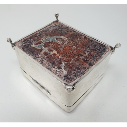 680 - A George V silver and enamel table cigarette box, the top decorated an erotic scene, Chester 1926, 9... 