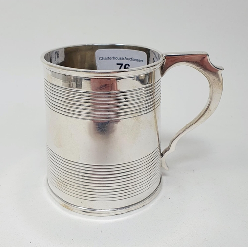 667 - An early 19th century silver mug, of tapering form, with reeded decoration, London 1823, 6.8 ozt, 8.... 