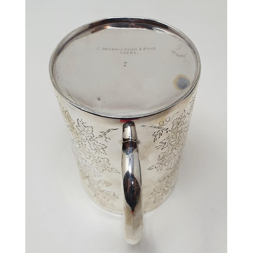 662 - A late Victorian silver christening mug, of tapering cylindrical form, initialled, inscribed and dat... 