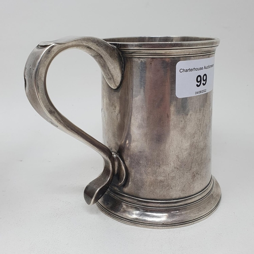 655 - A mid 18th century silver tankard, of slender tapering form, John Langlands, Newcastle 1774, 9.8 ozt... 