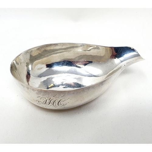 660 - A mid 18th century silver pap boat, London 1757, 1.3 ozt, 11 cm wide