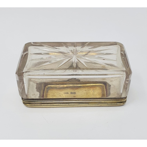 675 - An early 19th century silver gilt and glass box, with a screw down cover, initialled, and with engin... 