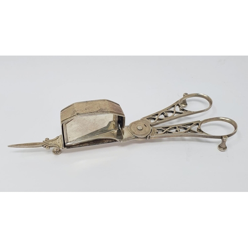 683 - A pair of late 18th century silver candle snuffers, London 1793, 2.6 ozt, 17 cm long