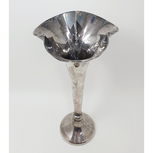 587 - A large silver trumpet shaped vase, Sheffield 1929, 33.5 cm high