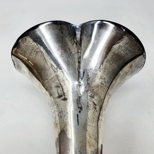 587 - A large silver trumpet shaped vase, Sheffield 1929, 33.5 cm high