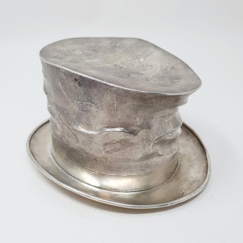 656 - An unusual Continental silver and silver gilt coloured metal vase, in the form of a top hat, the ext... 