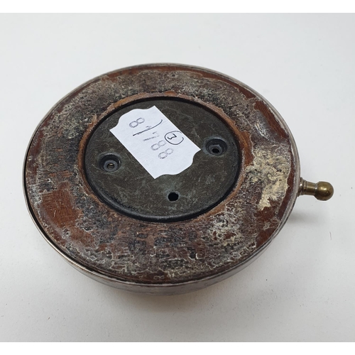 613 - An early 20th century silver mounted barometer, marks rubbed, Chester circa 1915, 9 cm diameter