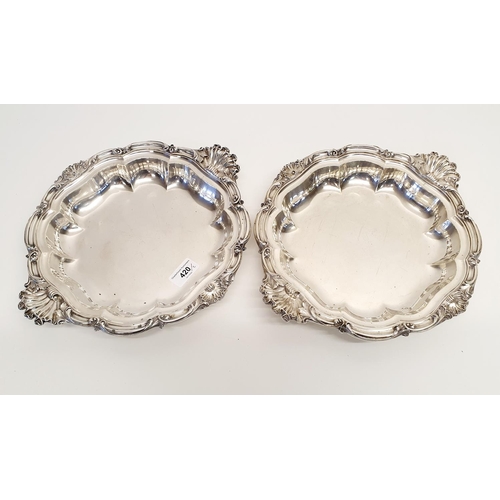 420 - A pair of early Victorian silver tureen bases, with shell handles, London 1841, 32 ozt (2) 
Provenan... 