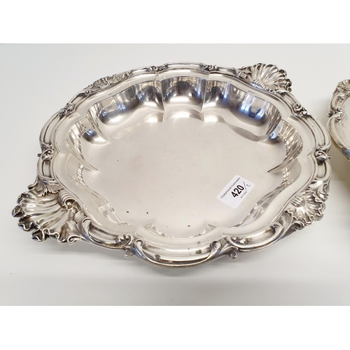 420 - A pair of early Victorian silver tureen bases, with shell handles, London 1841, 32 ozt (2) 
Provenan... 