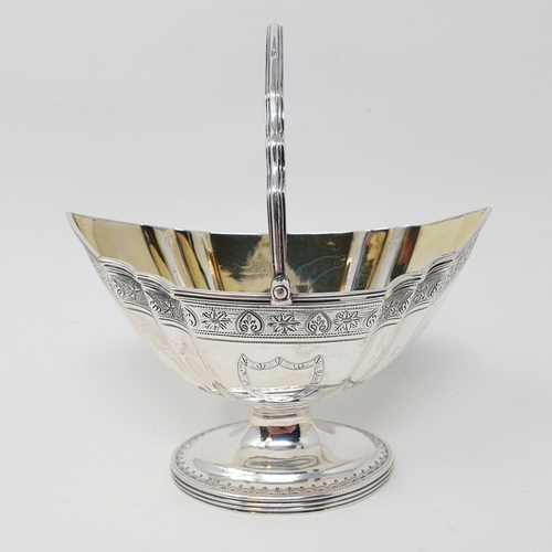 434 - A George III silver swing handled sugar bowl, London 1792, 5.3  ozt 
Provenance: From a large single... 