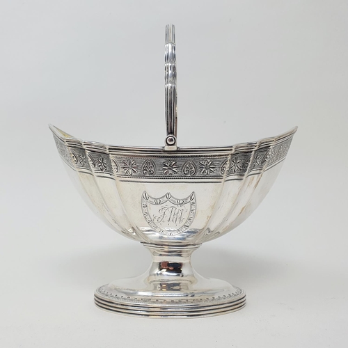 434 - A George III silver swing handled sugar bowl, London 1792, 5.3  ozt 
Provenance: From a large single... 