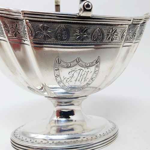 434 - A George III silver swing handled sugar bowl, London 1792, 5.3  ozt 
Provenance: From a large single... 