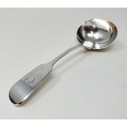 459 - An early Victorian silver fiddle pattern sauce ladle, Exeter 1844  Provenance: From a large single o... 