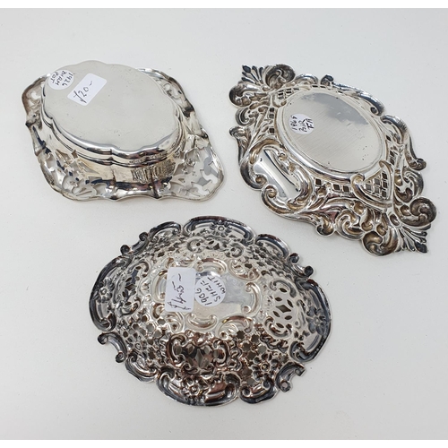 495 - A George V silver pierced dish, and two others, various dates and marks, 3.6 ozt (3)
Provenance: Fro... 