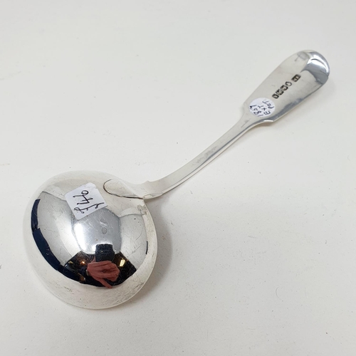 506 - A Victorian silver fiddle pattern sauce ladle, Exeter, 1857, 2.6 ozt Provenance: From a large single... 