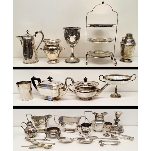 551 - A silver plated goblet, and assorted silver plate (box)