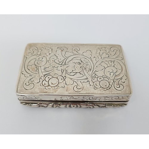 629 - A 19th century Dutch silver snuff box, the lid decorated with couple, 8 cm wide, 2.8 ozt