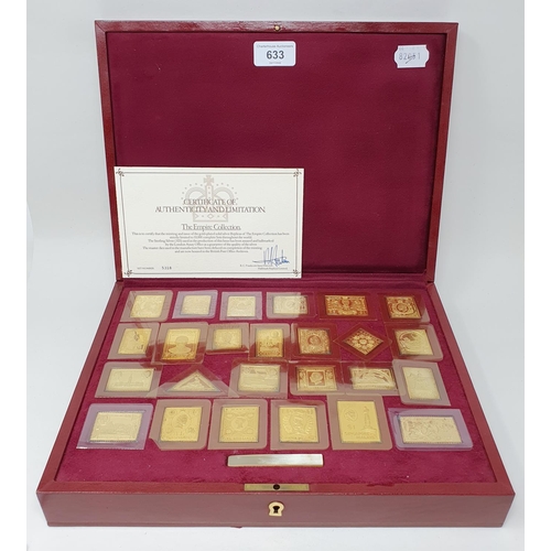 633 - The Empire Collection of gold plated silver stamps, No 5318, cased, with certificate