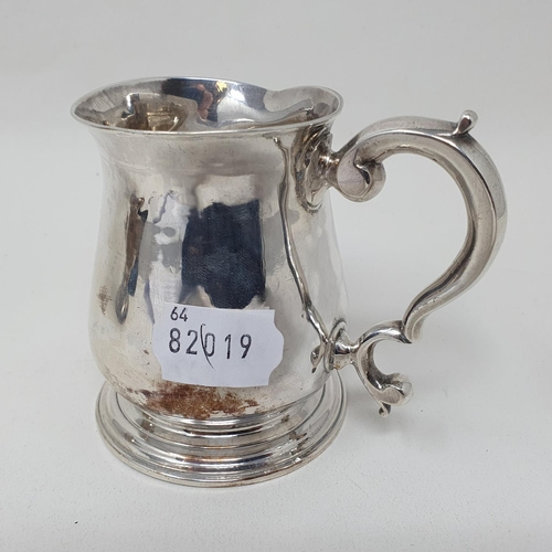 643 - A George III silver tankard, later initialed and dated to the base, London 1779, 5.6 ozt, rim badly ... 