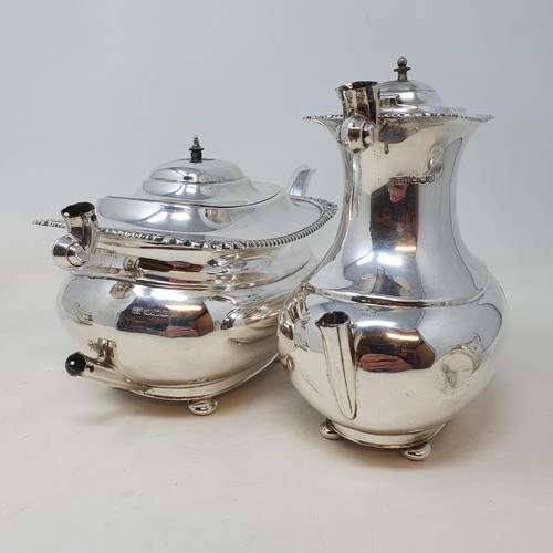 406 - A George VI silver four piece tea service, Sheffield, 1937, 53.3 ozt (4)  Provenance: From a large s... 