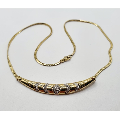 799 - A 9ct gold and diamond necklace, 7.8 g (all in)