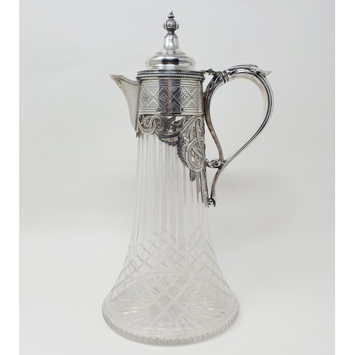 497 - A Victorian glass and silver mounted claret jug, Birmingham 1868  Provenance: From a large single ow... 