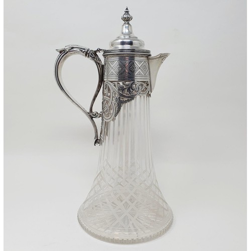 497 - A Victorian glass and silver mounted claret jug, Birmingham 1868  Provenance: From a large single ow... 