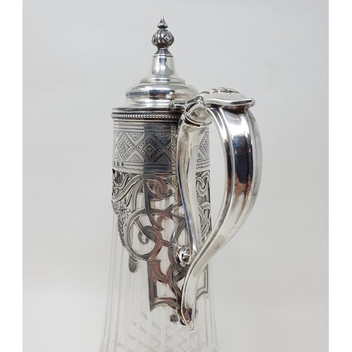 497 - A Victorian glass and silver mounted claret jug, Birmingham 1868  Provenance: From a large single ow... 