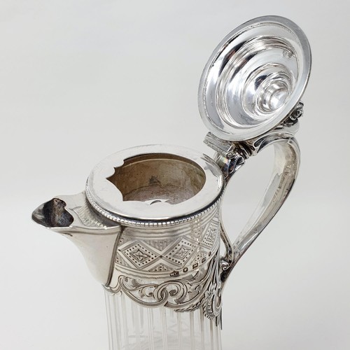 497 - A Victorian glass and silver mounted claret jug, Birmingham 1868  Provenance: From a large single ow... 