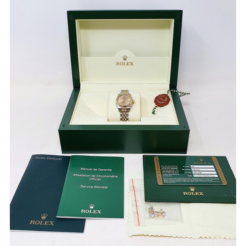 752 - A ladies stainless steel and gold Rolex Oyster Perpetual Datejust wristwatch, with a champagne dial ... 