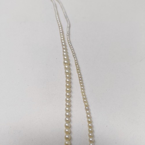 810 - A cultured pearl necklace, with a diamond and sapphire clasp