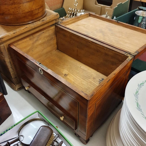 1042 - A mahogany jewellery box, 35 cm wide, a pine box, a tea caddy, a pair of carved bookends, and assort... 