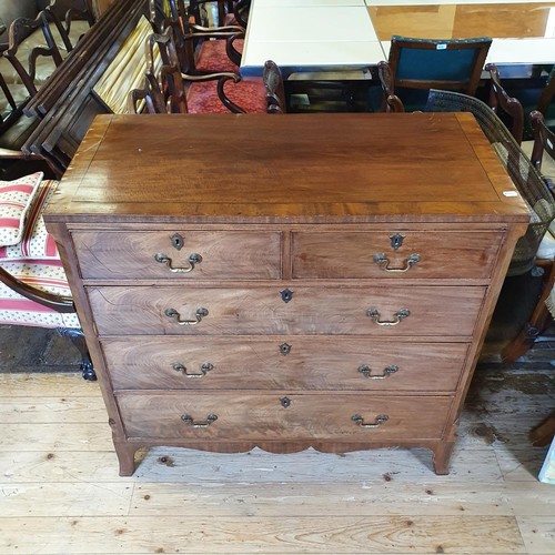 1240 - A 19th century mahogany chest, having two short and three long drawers, 106 cm wide