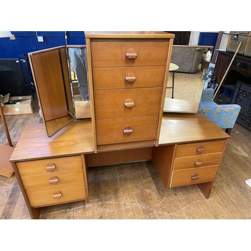 1267 - A teak dressing table, a stool, a matching chest and other items (9)