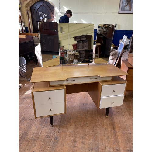 1268 - A 1970s dressing table, a matching chest, a tile top table, a marble topped table and a radiogram (5... 